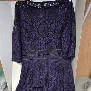 Miusol Purple and Black Lace Wedding Guest Dress